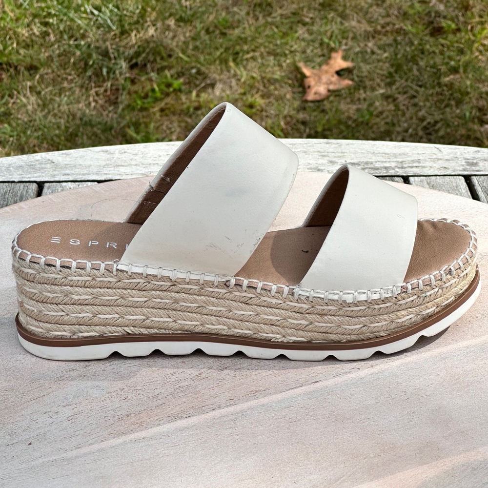 Esprit Katalina Womens Size 9.5 White Flatform Espadrille Platform Sandal